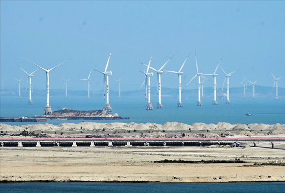 2021年3月9日，三峽福清興化灣海上風電場。新華社記者 林善傳 攝