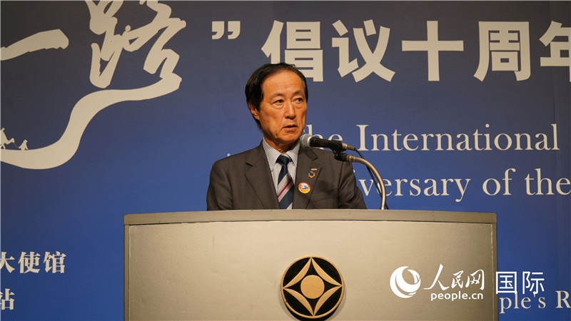 日本經(jīng)團聯(lián)副會長佐藤康博發(fā)言。人民網(wǎng) 蔣曉辰攝