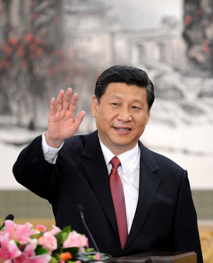 2012年11月15日，剛剛在中共十八屆一中全會上當選中共中央總書記的習近平在北京人民大會堂同采訪十八大的中外記者親切見面。新華社記者 謝環(huán)馳 攝