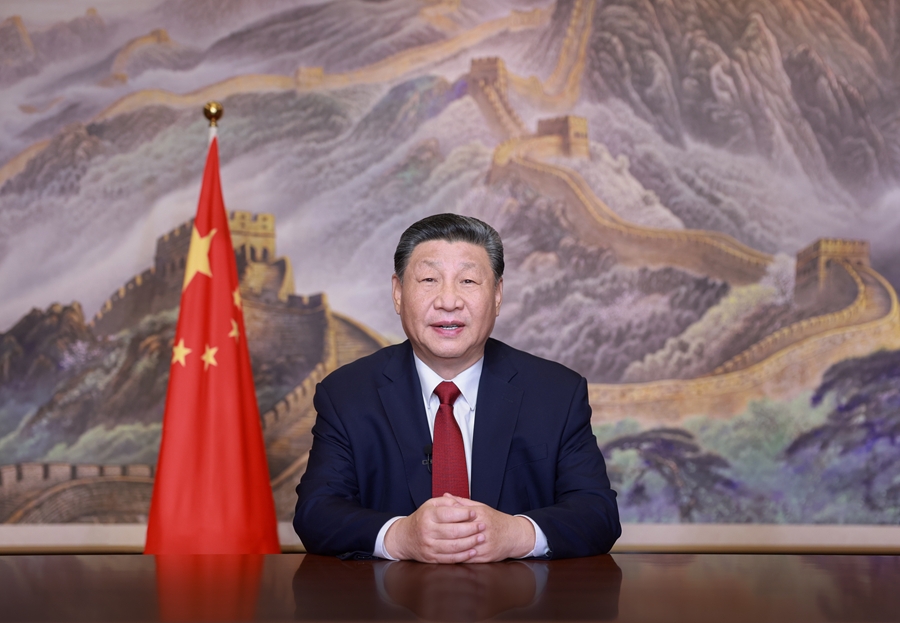 新年前夕，國家主席習(xí)近平發(fā)表二〇二五年新年賀詞。新華社記者 鞠鵬 攝